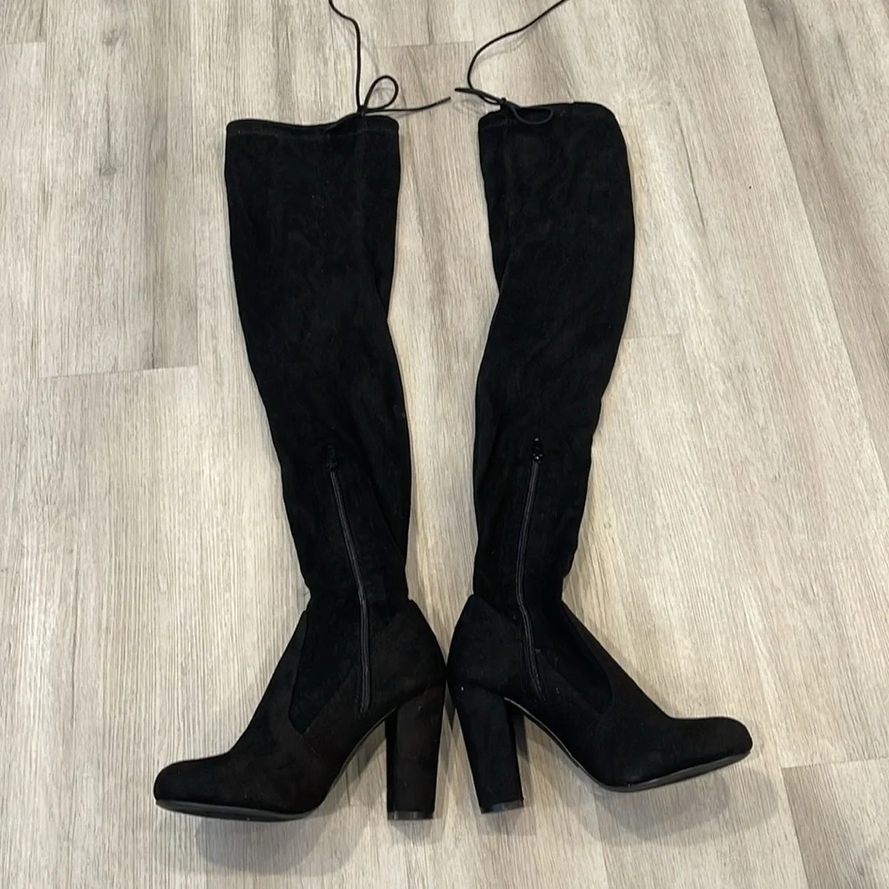 Fashion Nova Sexy Black Over-the-Knee Boots Size 7.5